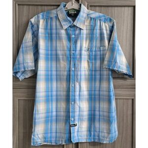 Southpole Hexagon Product Men's SS Shirt Button Up Plaid Size Large